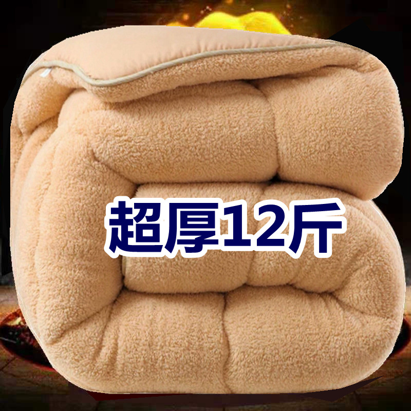 超厚10斤羊羔绒双面冬被加厚保暖被子学生宿舍冬季单人棉被垫被芯