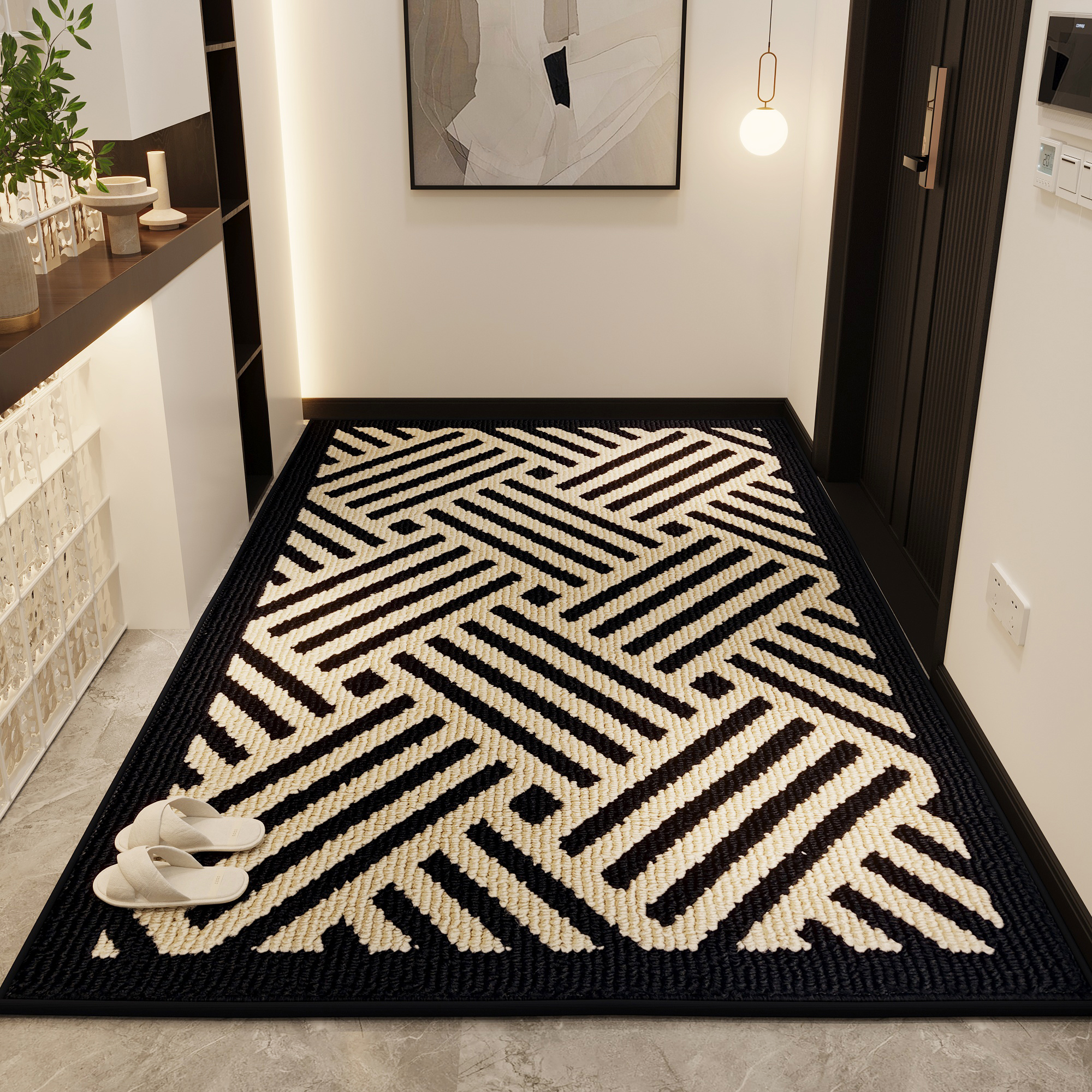 美式仿羊毛入户门地垫进门地毯