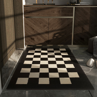 棋盘格入户门地垫进门垫高级感家用脚垫玄关防滑垫子大门门口地毯