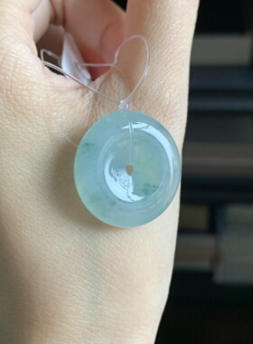 毛毛的翠/M 11417//天然淡绿飘花翡翠平安扣//400