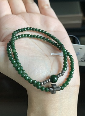 毛毛的翠/M 11658//天然干青翡翠小米珠长串//400