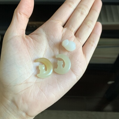 毛毛的翠//M 11936/和田玉白玉青白玉糖玉猫猫DIY配饰//150