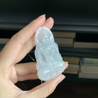 毛毛的翠//M 12762//天然飘花翡翠度母大挂件//850