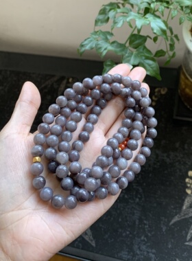 毛毛的翠/M 9164/天然和田玉浓烟紫仙女紫长串/卡7.7/600