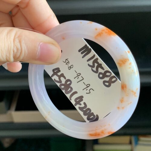 毛毛的翠/M 15588/天然紫色飘花翡翠手镯/50.8/4580