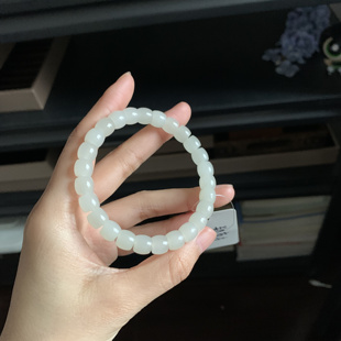 和田玉青海浅浅蜂蜜水老料老型珠手串 毛毛 12204 1400 翠