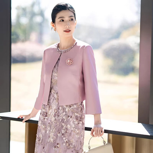 紫云|2026新款妈妈婚宴紫色礼服套装喜婆婆装气质连衣裙日常可穿
