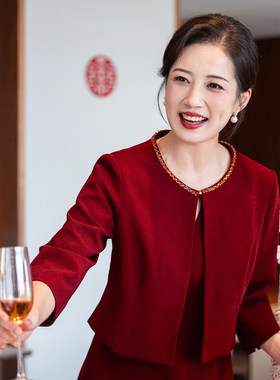 喜婆婆婚宴装2026新款婚礼妈妈礼服春款秋冬套装结婚平时可穿