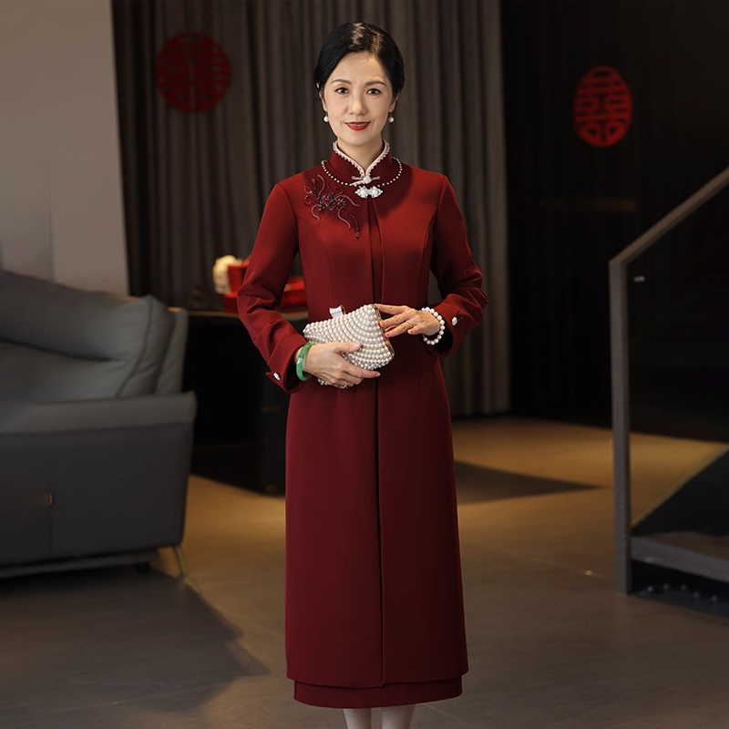 妈妈礼服2025新款婚宴中式年轻气质结婚高贵两件套喜婆婆装喜服女