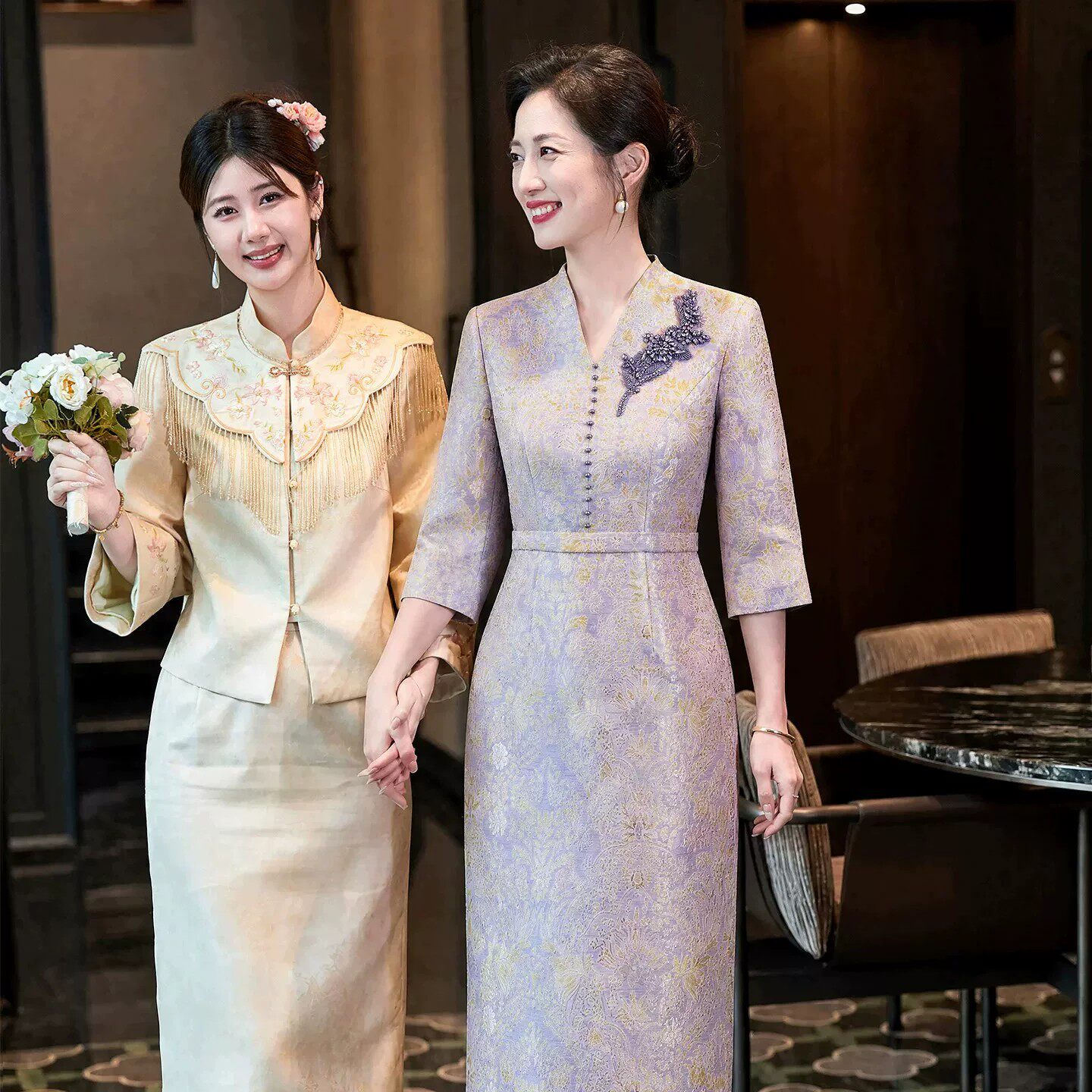 喜婆婆礼服平时可穿高端洋气喜妈妈婚宴装旗袍连衣裙小个子秋冬季