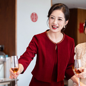 高贵年轻喜婆婆婚宴礼服女2026秋冬小个子妈妈装 平时可穿 旗袍套装