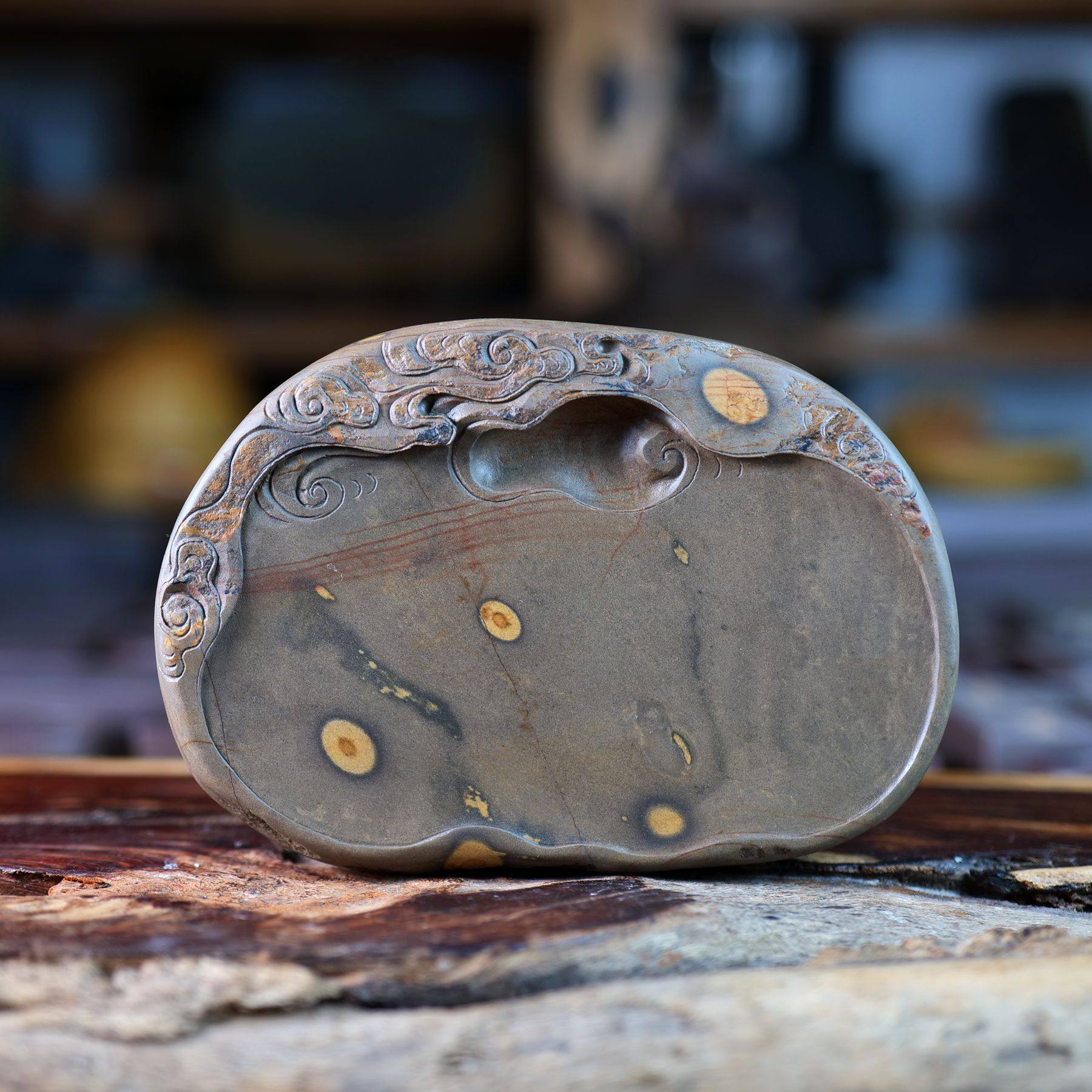 砚台 端砚 梅花坑 手工简雕 天然石眼 初学者墨砚 墨海文房四宝