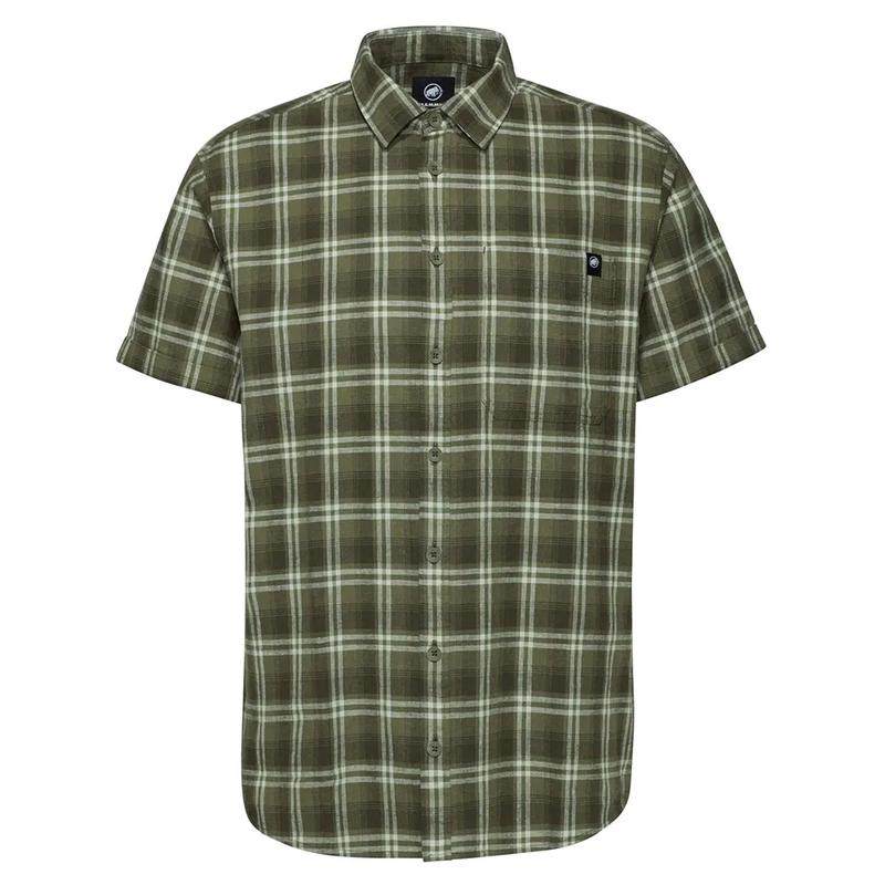 代购Mammut男士户外T恤透气轻量舒适贴身休闲衣短袖格子短袖衬衫