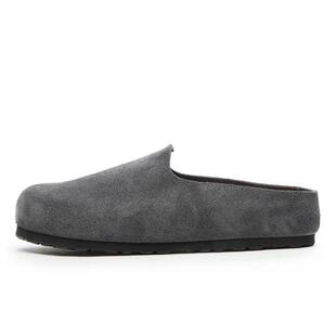 海外代购Birkenstock女士洞洞鞋平底深灰色日常通勤室内居家