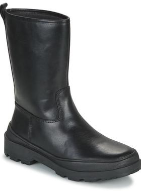 代购Camper女士切尔西靴防水防滑耐磨透气黑色牛皮圆头平跟雨天