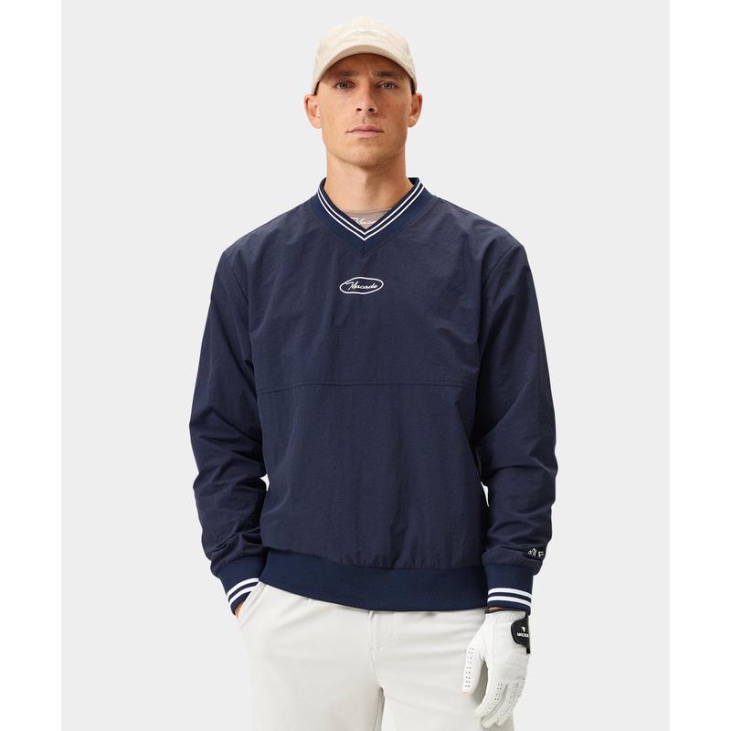 代购MACADE男士毛衣保暖防风深蓝弹力秋冬户外针织爆款简约