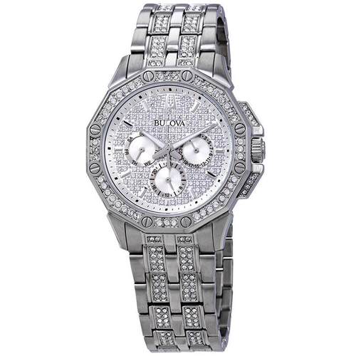 海外代购BULOVA/宝路华男士手表欧美腕表多功能日历不锈钢镶钻