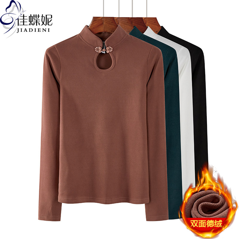 秋冬中国风国潮打底衫外穿修身民族风中国结长袖体恤上衣内搭女装