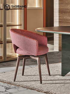 意式极简布艺餐椅家用实木椅子简约现代化妆凳设计师休闲椅书房椅