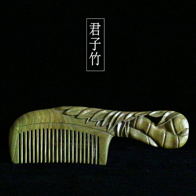 绿檀木梳绿檀木梳整料雕刻按梳檀木工艺梳子定制