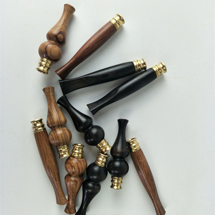 紫光檀烟嘴 葫芦烟嘴 过滤器烟嘴木质 把件乌木梨木烟嘴