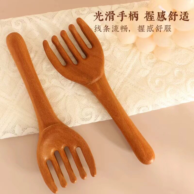 头部经络按摩梳五爪按摩器金丝檀木头疗拨筋棒抓头皮大号加厚