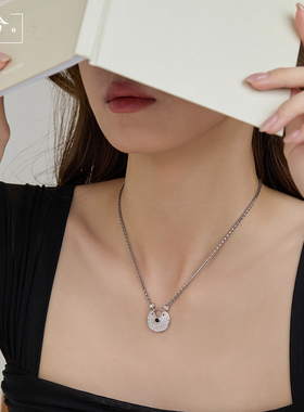 925新纯银女黑玛瑙护身符项链