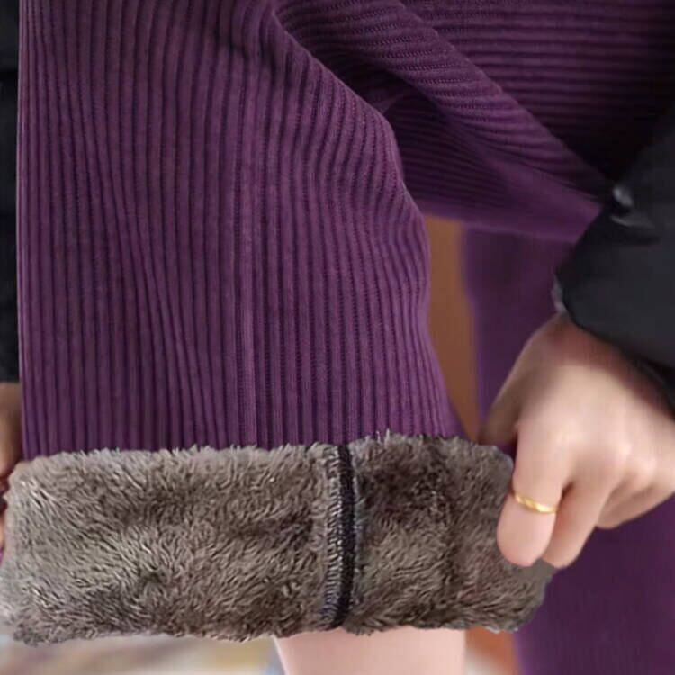 灯芯绒面料阔腿裤高腰保暖直筒裤