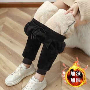 丝绒裤 秋冬新款 韩版 加绒运动百搭宽松束脚哈伦加厚休闲卫裤 子 女裤
