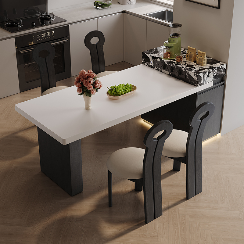 岩板岛台餐桌一体家用可伸缩新款中岛台餐厅小户型极简小岛台餐台