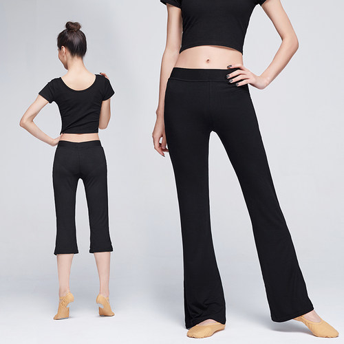 舞蹈裤喇叭黑色瑜伽健身练功