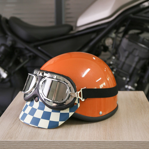 电动车头盔哈雷复古日式半盔