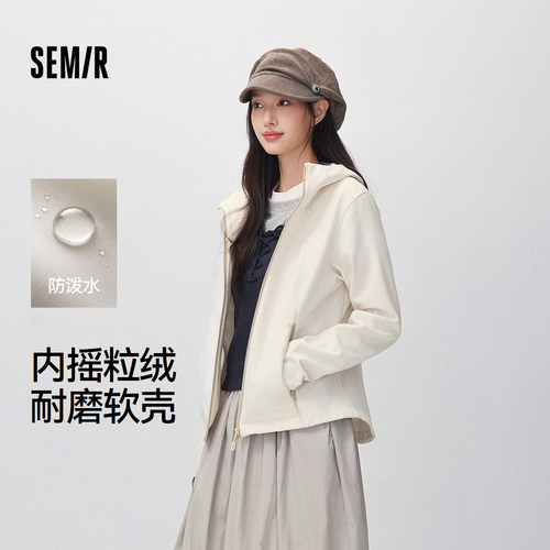 森马防泼水分割摇粒绒软壳外套女