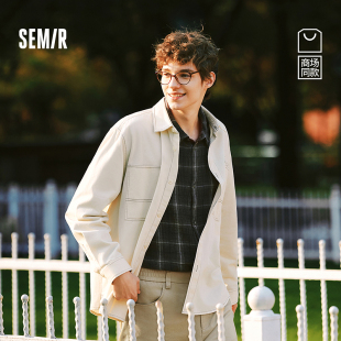 纯棉斜纹工装 男春季 衬衣宽松翻领磨毛衣外套通勤休闲 衬衫 森马长袖