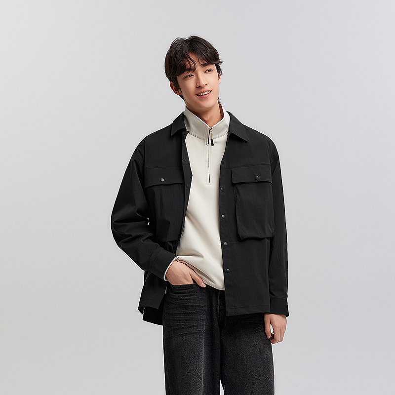 森马工装风外套肌理感长袖衬衫男