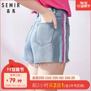 Quần short Senma denim nữ 2019 hè mới xu hướng thô ở eo quần hot hit màu in quần nữ - Quần jean