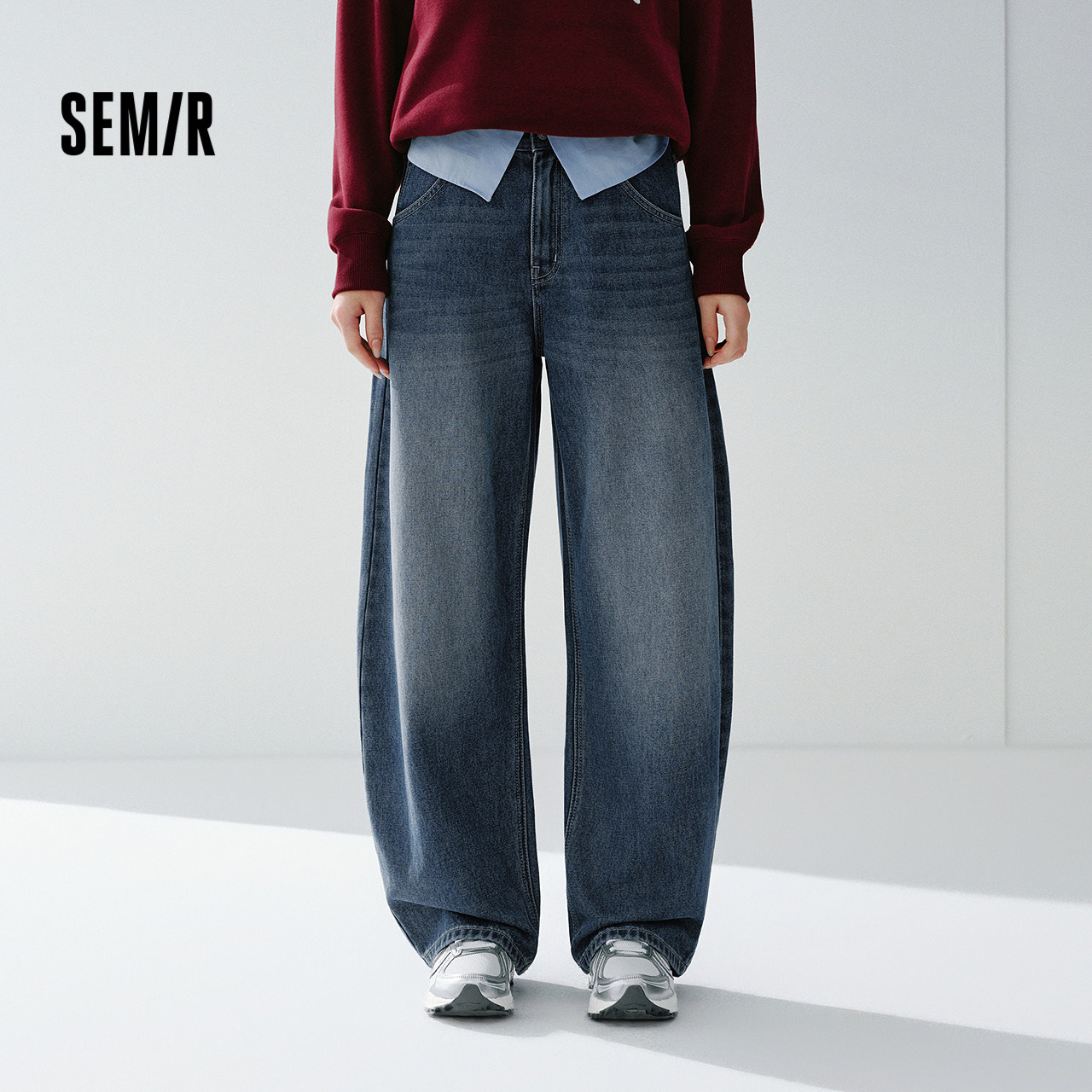 森马牛仔裤女春季做旧宽松弧形弯刀裤含莱赛尔2026新款复古风长裤,女装/女士精品,牛仔裤,淘宝优惠券,粉丝福利购,淘宝优惠卷