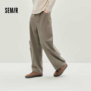 男秋季 垂感松弛感抽绳裤 宽松弧形弯刀裤 长裤 子 2025新款 森马休闲裤