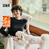 森马长袖 T恤女冬季 假两件发热抑菌抓绒修身 商场同款 2025新款 上衣