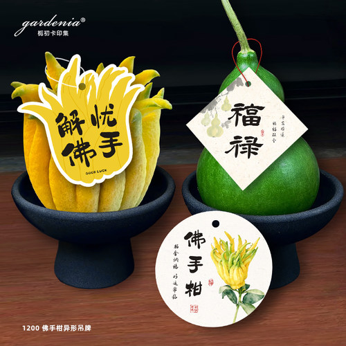 佛手柑吊牌室内鲜切绿植盆栽装饰吊卡伴手礼吉祥如意祝福文字卡片