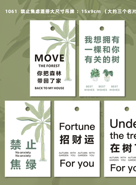 禁止焦虑大吊牌在树下吊牌好运吊牌挂卡马醉木吊钟绿植装饰卡片