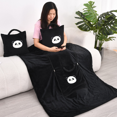 两用抱枕被子二合一办公室客厅沙发加绒学生午睡毛毯加厚车载靠枕