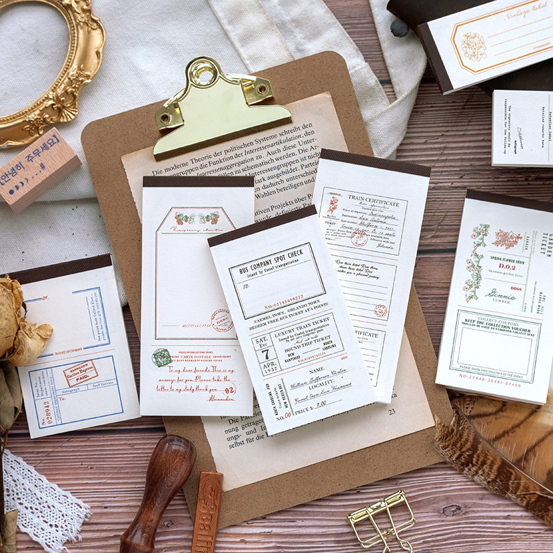 伯尔维治庄园简约复古边框手账素材备忘录票据便签本可撕无粘性纸