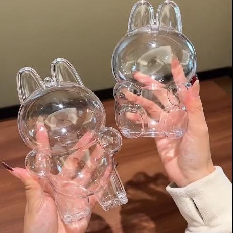 拉布布保护壳labubu马卡龙透明盲盒保护壳防尘亚克力罩保护套挂件