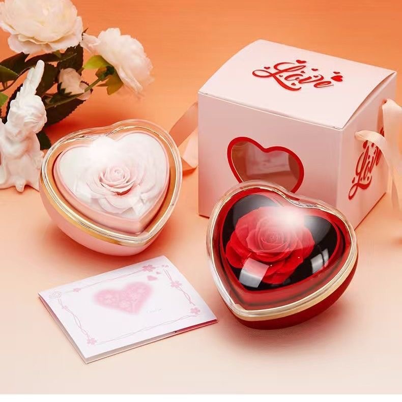 翻转旋转花盒网红礼品爱心礼盒玫瑰花礼盒创意惊喜节日浪漫盒求婚