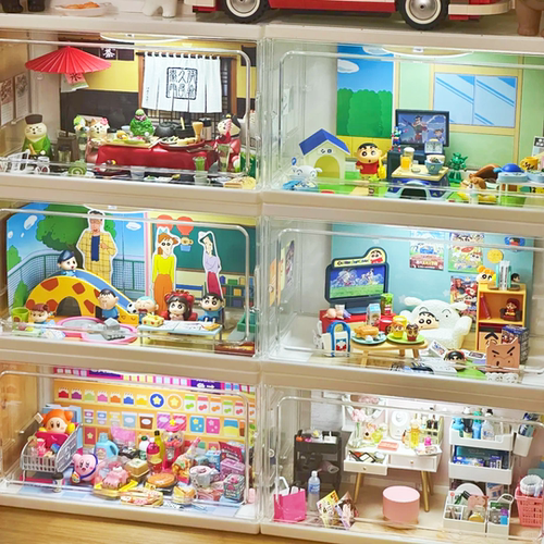 rement娃屋角落生物微缩世界场景屋蜡笔小新星之卡比食玩展示盒子