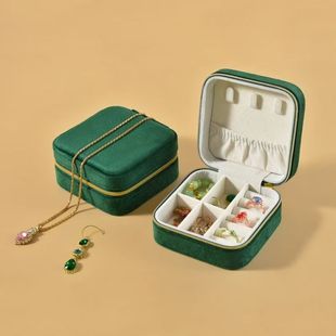 绒布首饰盒小巧便携饰品盒耳环高档精致耳钉戒指项链收纳盒 新款