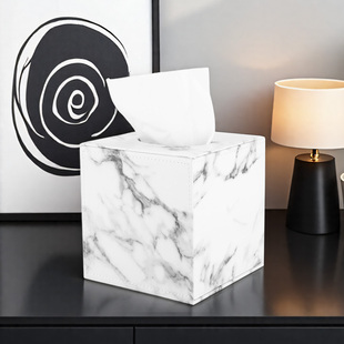 欧式皮革方形纸巾盒 创意家居客厅ins大理石纹卷纸筒酒店专用定制