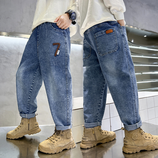 中大童百搭帅气裤 男童牛仔裤 春季 2025儿童老爹长裤 潮流 子春秋新款