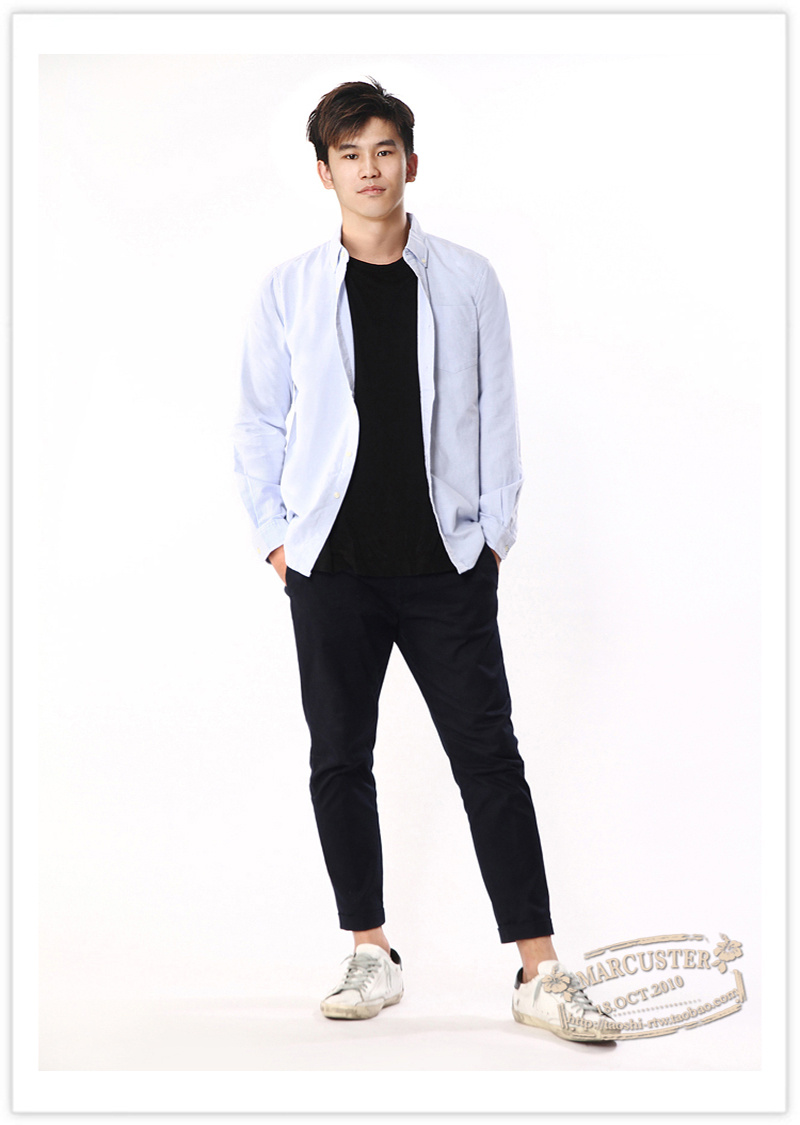 2021年痞帅韩版修身牛津纺衬衣